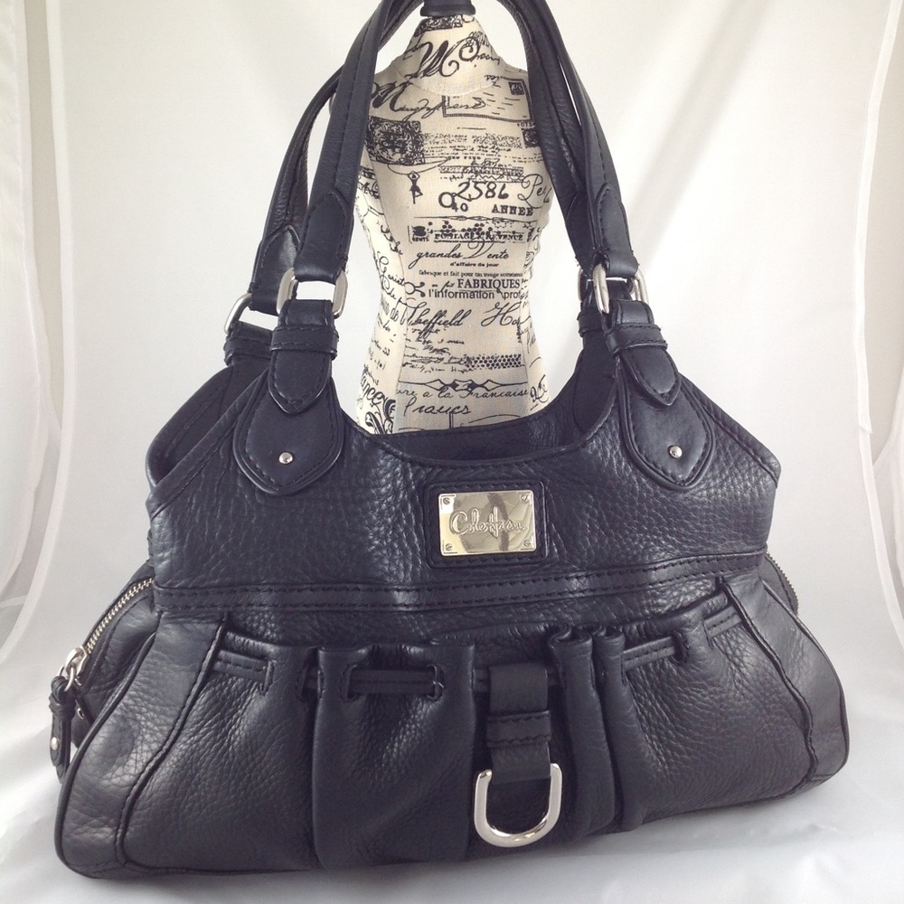 Cole Haan Black Pebble Leather Shoulder Handbag